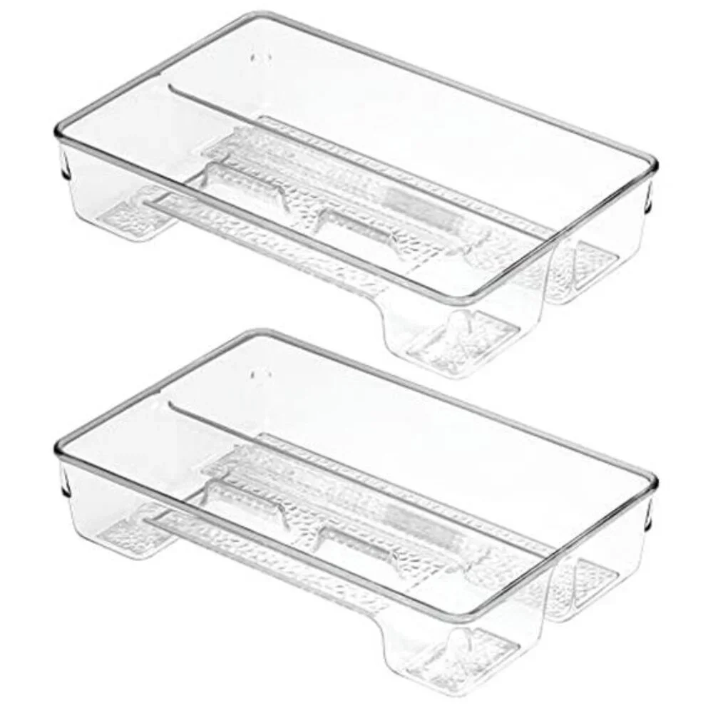 Clear Plastic Toothbrush Holder Organizer Bathroom Drawer Toothpaste Storage Bin
